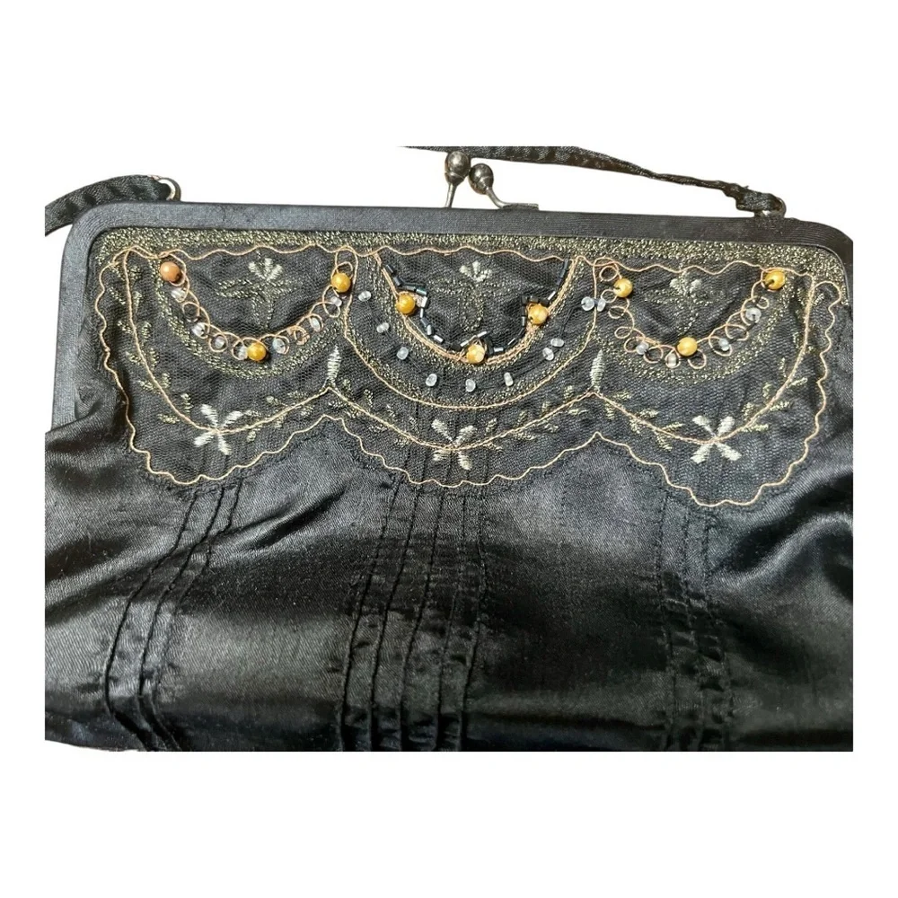 Vintage Satin Beaded Clutch/Hand Bag
